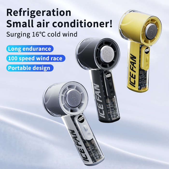 Yellow - Handheld 100 Stepless Speed Fan Portable USB Rechargeable Desk Fan 3000mAh Battery Turbo En