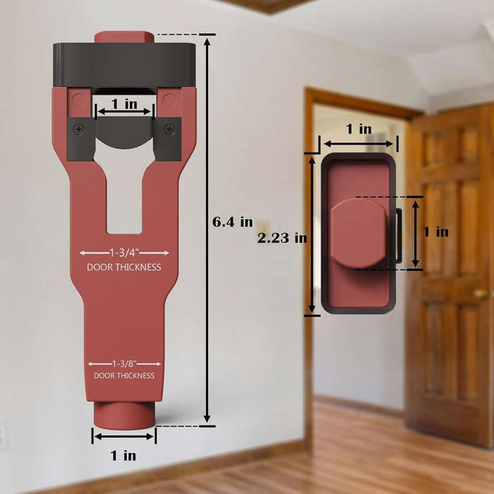 Red - Door Latch Mortise Tool Door Lock Installation Kit Stainless Steel Blades Fits 1 Inch Edge Hol
