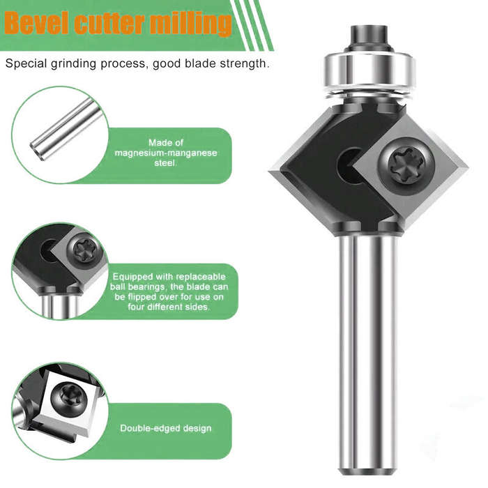 1/4 Inch 6.35mm Shank - 1/4 Inch 6mm 8mm Shank 45 Bevel Chamfer Milling Cutter Router Bit Tungsten C