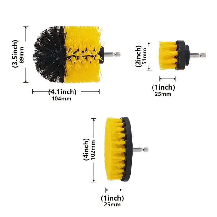 Black - 3PCS Drill Brush Set Power Scrubber Wash Cleaning Brushes Tool Kit Clean All Purpose Drill B