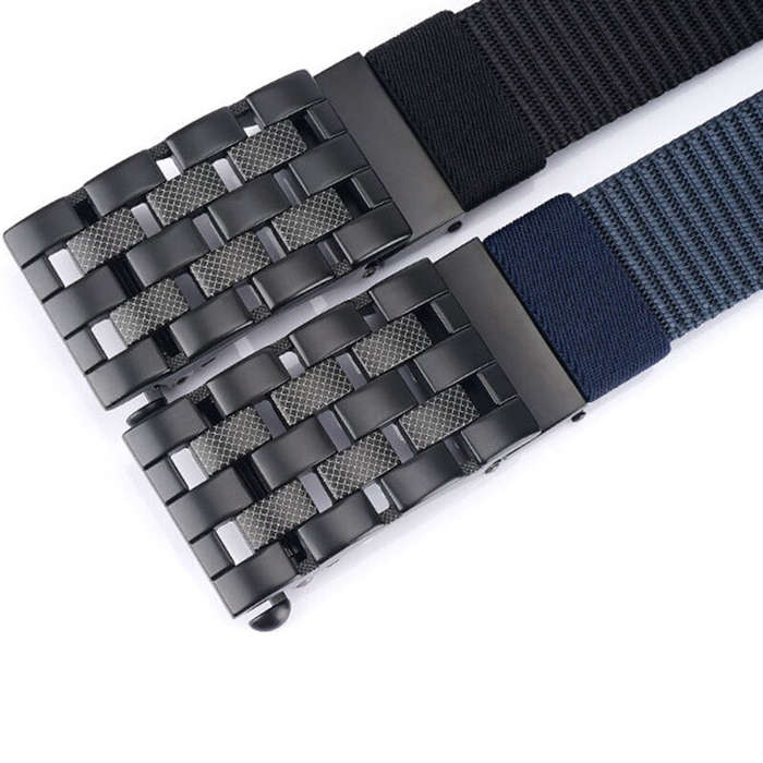 Brown - TUSHI Mens Tactical Belt Metal Automatic Buckle Hard Nylon Soft Real Nylon 125cm Military Ca
