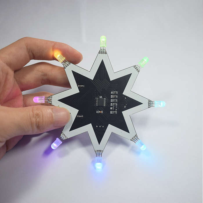 Color LED Octagonal Star Shape Christmas Tree Decoration Music Box Electronic Organ Keyboard DIY Ele