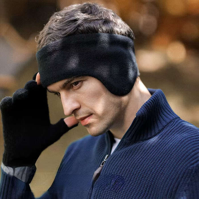 Grey - Winter Skiing Earmuffs Men Outdoor Sports Riding Windproof Double Layer Warm Headwear Earmuff