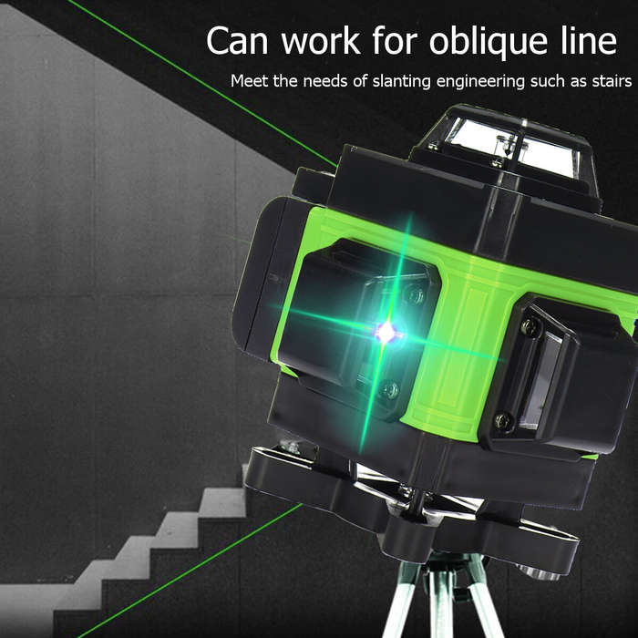 US Plug - LED Display 4D 360 16 Line Green Light Laser Level Cross Self Leveling Measure Tool