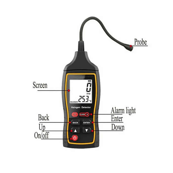 Black - SNDWAY SW-743A Halogen Leak Detector for Car Refrigerants AC Freon CFC HCFC HFC LCD Display