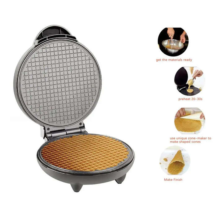 EU Plug - 1200W Home Breakfast Egg Roll Maker Double-Sided Heating 220~240V Non-Stick Plate for Crep