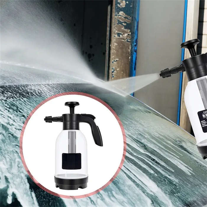 Black - 2L Foam Watering Can Transparent HDPE Air Pressure Pump Sprayer 1:50 Ratio Car Wash and Gard