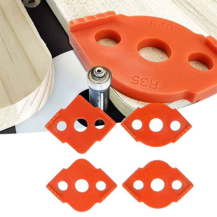 4pcs Woodworking Router Corner Templates Jig R Angle Routing Curved Corner Milling Circular Radian H