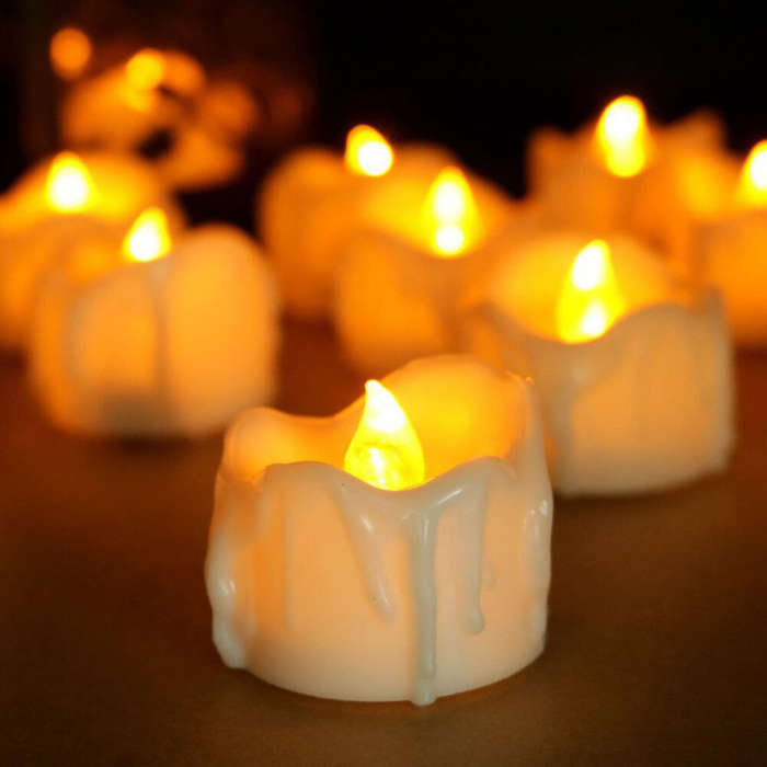 Yellow - 12pcs LED Electronic Tealight Remote Control Timing Tears Christmas Wedding Birthday Confes