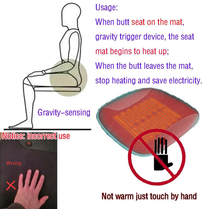 Black - 5V USB Heated Seat Cover Car Office Chair Electric Heating Car Seat Cushion Universal Winter