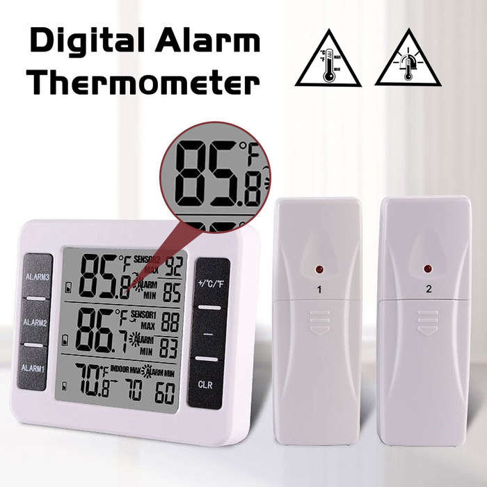 High Accuracy 433MHz Thermometer with Smart Alarm Function Indoor and Outdoor Temperature Range LCD