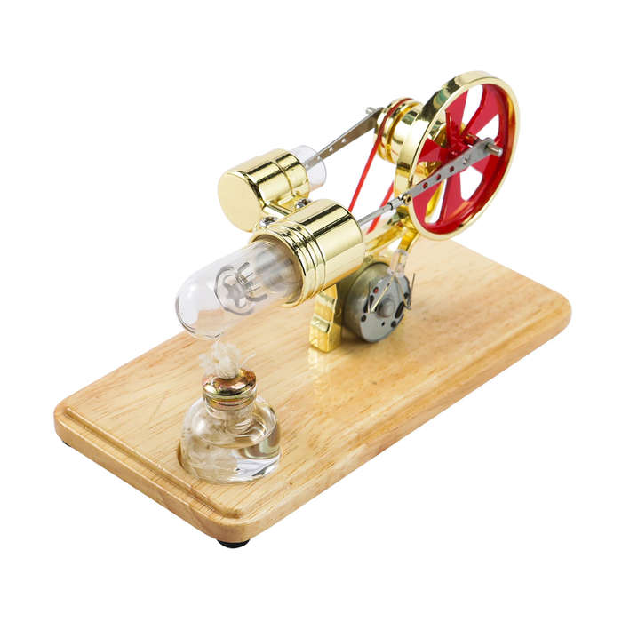 Silver - LL-009 Hot Air Stirling Engine Kit Model Electricity Generator Physical Generator Model wit