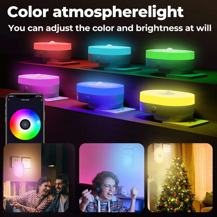 US Plug - 2-in-1 Tuya Smart WiFi LED Night Light PIR Motion Sensor EU/US/UK Plug Plug-in Wall Lamp W
