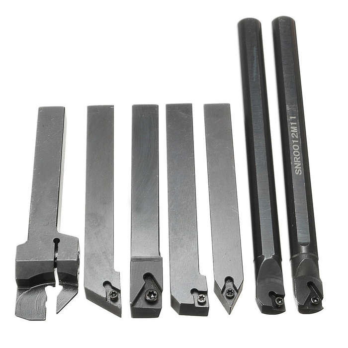 Machifit 7pcs 12mm Shank Lathe Boring Bar Turning Tool Holder Set with Carbide Inserts