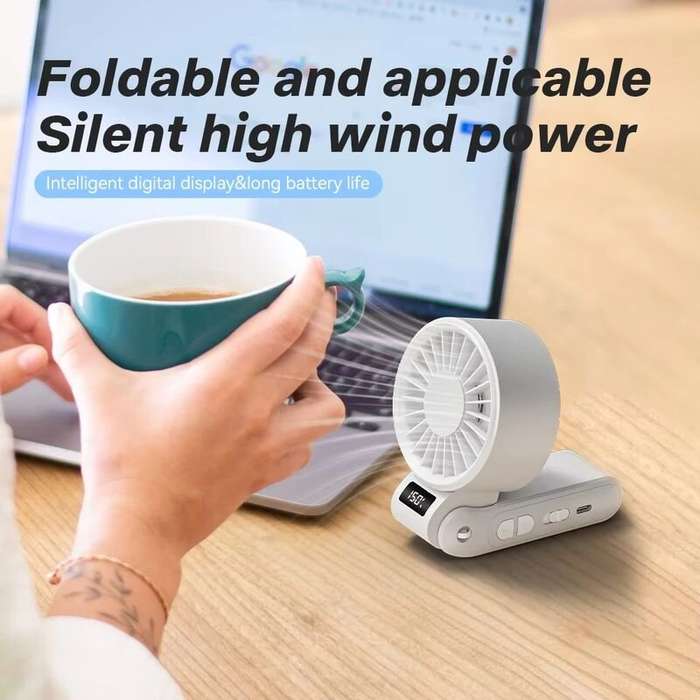 Black - Foldable Handheld Fan 150 High Speed Adjustable Noise Free USB Rechargeable 5000mAh Lightwei