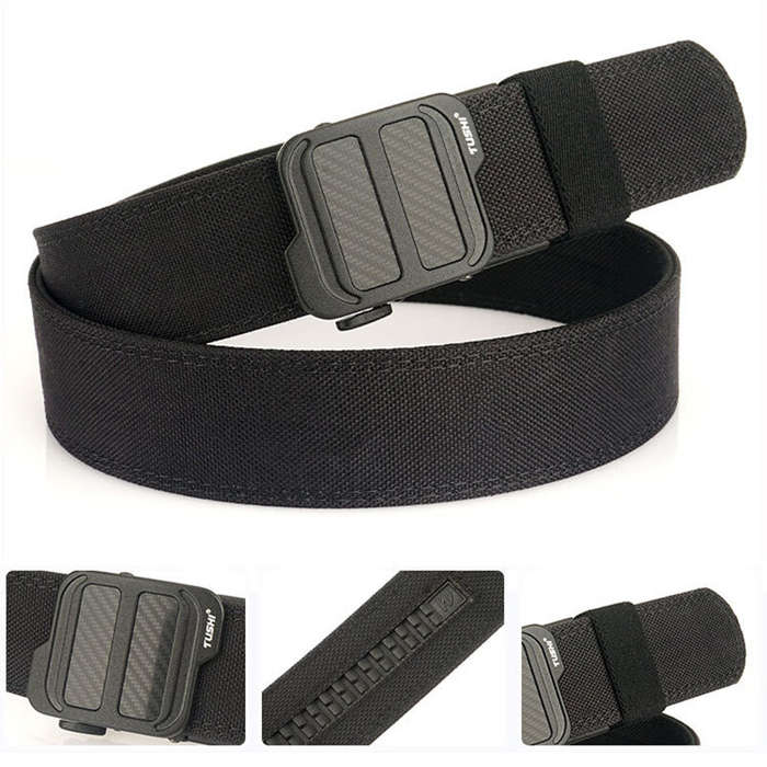 Dark Grey - TUSHI 120cm Length Outdoor Shooter Belt Double Layered Quick Release Nylon Waist Belt fo