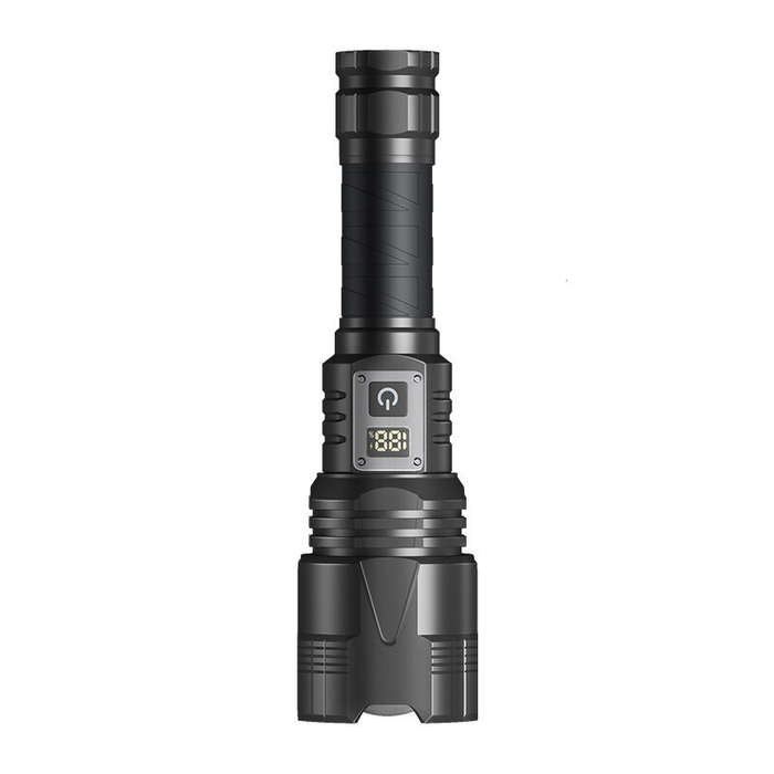 Black - 60W LED Strong Light Flashlight TYPE-C USB Rechargeable Digital Battery Display LED Torch Hi