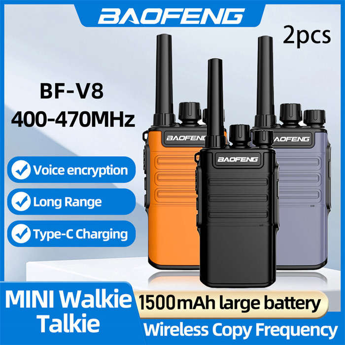 Orange - Baofeng BF-V8 Walkie Talkie 5W 16 Channels Long Range 1-8KM 1500mAh Battery Voice Encryptio