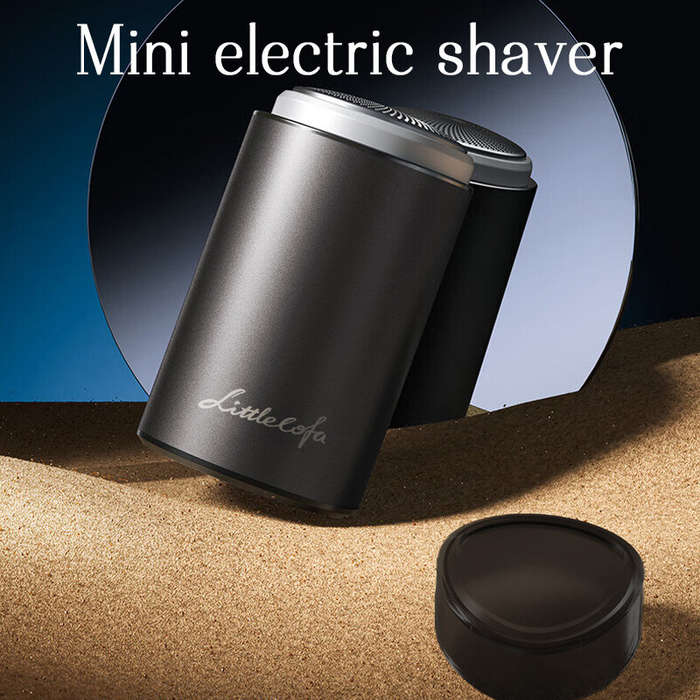 Black - Littlelofa Mini Electric Shaver Mini Portable Men's Shaver Rechargeable Travel Mini Rotary B