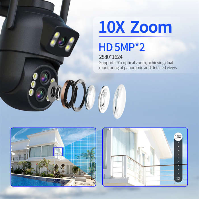 Black - ESCAM QF500 10X Dual Lens 5MP+5MP WiFi IP Camera Night Vision Pan/Tilt Humanoid Detection Wa