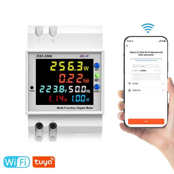external - Tuya WiFi Home Intelligent Digital Display Electricity Meter DIN-Rail Voltage and Current