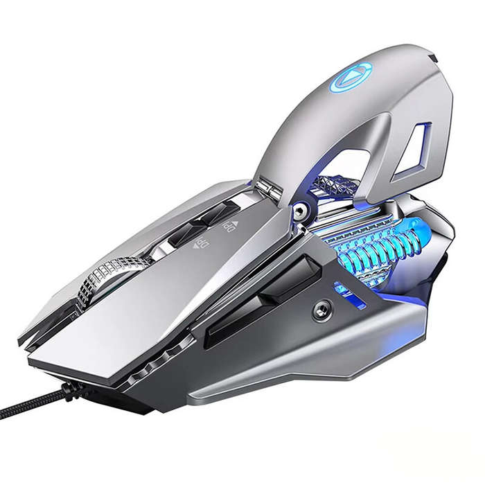 Silver - YinDiaoG10 Wired Macro Programming Gaming Mouse Colorful Water-cooled Light 7200 DPI Mice w
