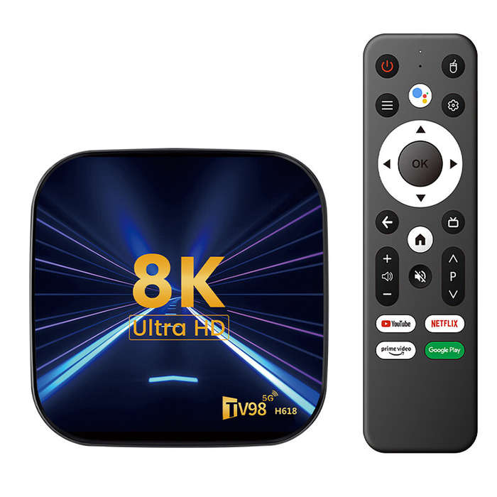 UK Plug - TV98 H618 Android14.0 TV Box 8K Ultra HD HDR10+ 4GB RAM 64GB Storage Allwinner H618 Quad-C