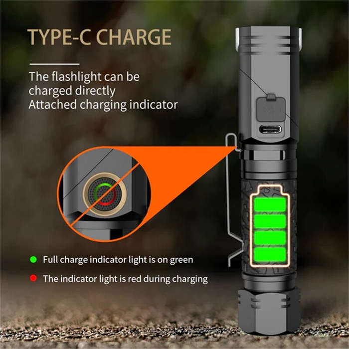 Black - NICRON L71 1500 Lunmens Tactical Flshlights Come with Battery 90 Degree L-shape Working Ligh