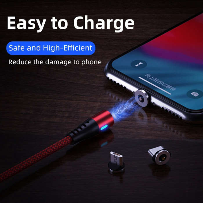 2M - 2.1A USB-A to iP/Micro/Type-C Magnetic Cable Fast Charging Copper Core Line 1M/2M Long for iPho