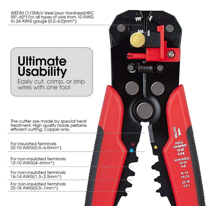 5-in-1 Multifunctional Wire Stripper Automatic Scissors Press Plier Electrician Crimping Pliers Disa