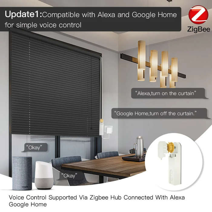 US Plug - MOES Zigbe Smart DIY Motorized Roller Blinds Shades Drive Motor Hub Tuya Smart Life APP Al
