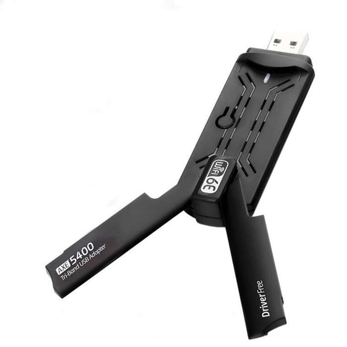 Black - AXE5400 Tri-Band WiFi 6E Wireless USB Adapter High Speed Network Card USB 3.0 Plug and Play