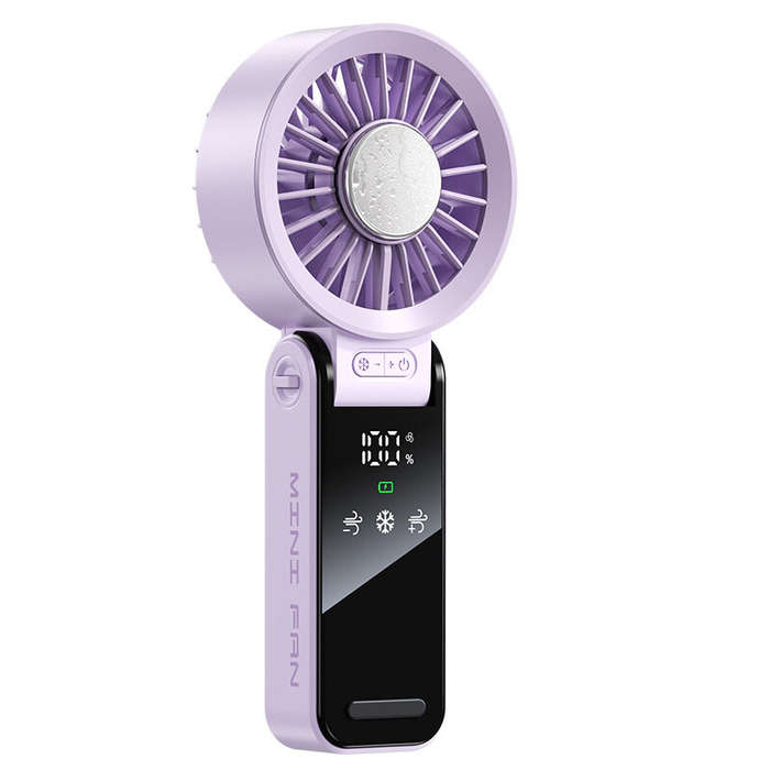 Purple - Tevorex Mini USB Fan with Digital Display 100-Speed Portable Folding Cooling Fan High Speed