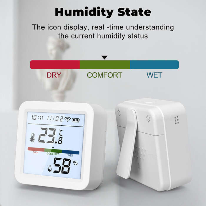 Zigbee - Tuya ZigBee3.0 Smart Home Temperature Humidity Sensor with Backlight LCD Display Voice Cont
