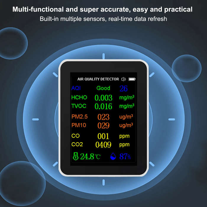 White - 12-in-1 Air Quality Monitor Tuya wifi HCHO CO Formaldehyde Portable Carbon Dioxide Detector