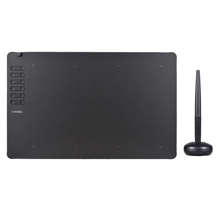 Black - VINSA T1161 Graphics Drawing Tablet with 12 Physical Shortcut Keys 300x188mm Sensing Area 8