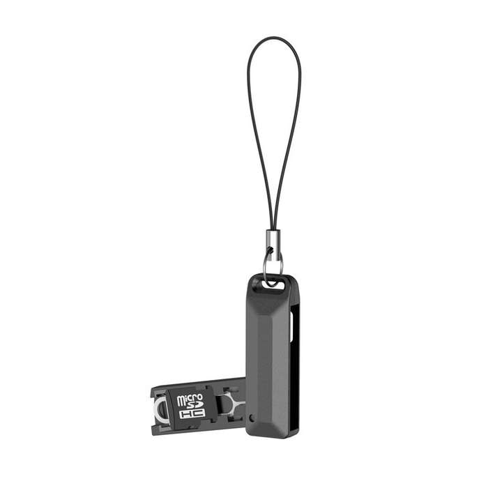 Black - BUDI CP577 SIM TF Card Slot Storage Box with Mobile Phone Card Ejector Pin Anti-Lost Lanyard