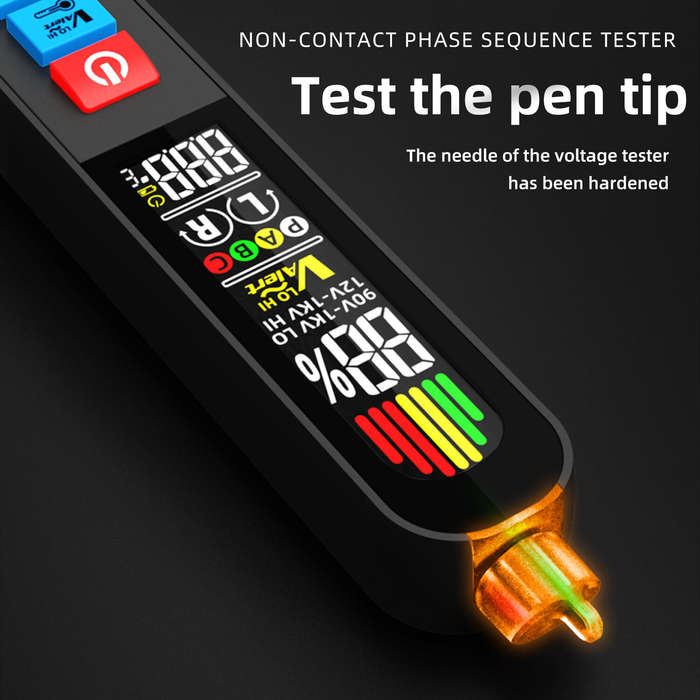 Black - BSIDE AVX1 Non-Contact Phase Sequene Tester LCD Display Voltage Detection Temperature Measur
