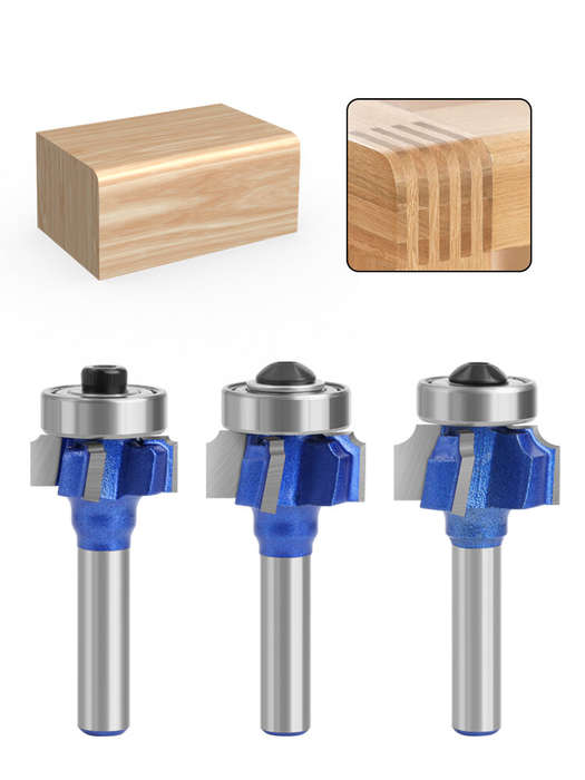 1/4 Inch - 3PCS 6mm 8mm 1/4"Shank Z4 Corner Round Router Bit R1 R2 R3 Trim Edging Woodworking Mill C