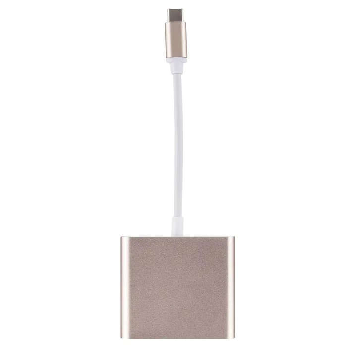Silver - USB 3.1 Converter USB-C to HD Adapter Hub 3-in-1 Type-C to HDMI/USB 3.0/Type-C Aluminum for