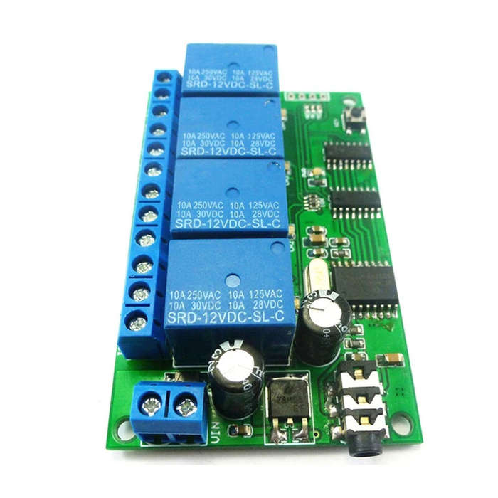 Board+Cable - AD22B04 MT8870 4 Channel Relay DTMF Tone Signal Decoder Remote Control Relay Module 12
