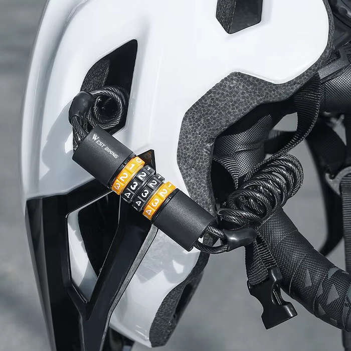 Black - WEST BIKING Bicycle Lock Steel Cable Chain Security 4 Digit Combination Anti-Theft Password