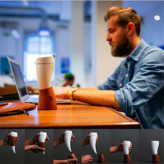 White - IPRee 230ML Creative Goat Horns Coffee Mug Vacuum Cup Thermos Flask Tea Cups Travel Couple W