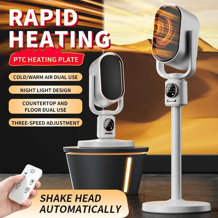 US - Household Vertical Heater Electric Heater with Remote Control Night light LED Display Shaking H