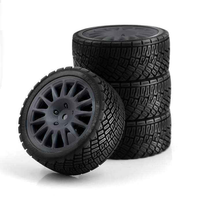 White - 4Pcs Racing Tires Wheels for 1:10 Kyosho Tamiya RC Cars Parts
