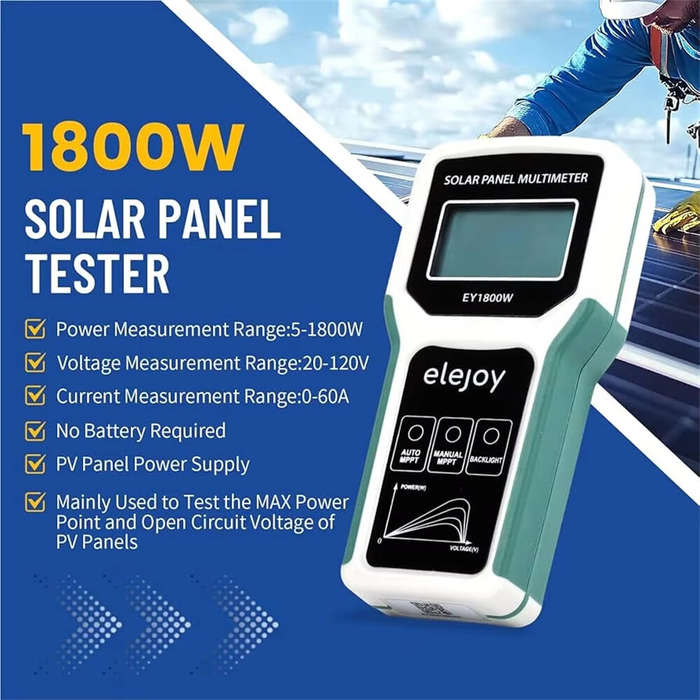 Green - EY-1800W Solar Panel Tester Solar MPPT Meter Multimeter 5-1800W Power Range 20-120V Voltage