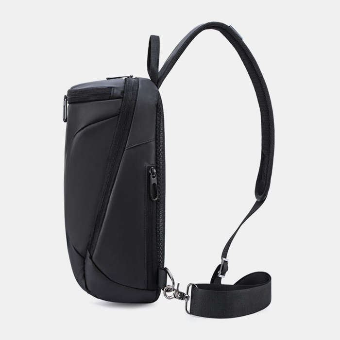 Black - Men Oxford USB Charging Anti-Theft Chest Bag Versatile Large Capacity Waterproof Night Refle