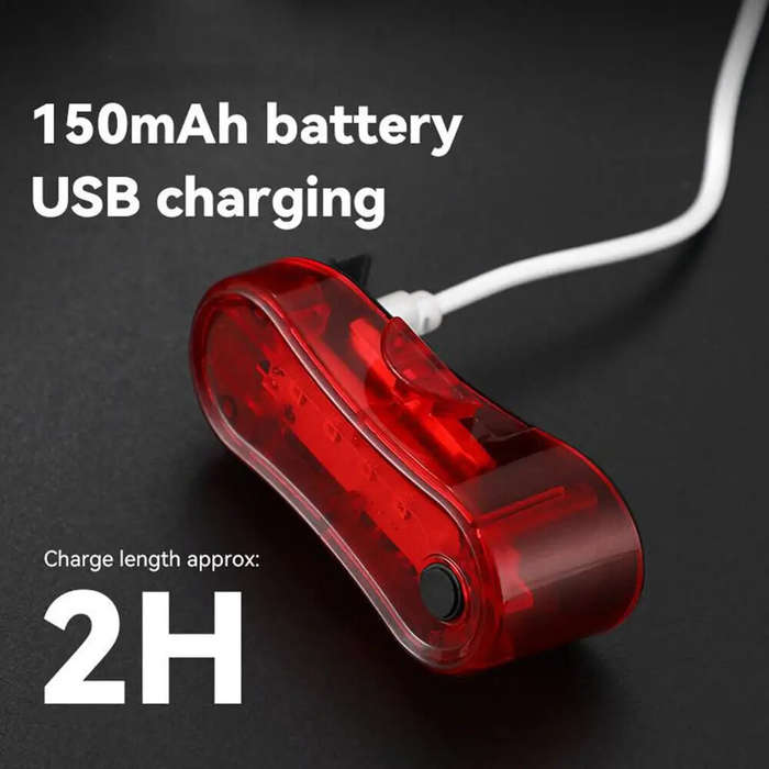 White - BENGGUO High Brightness Mini Bicycle Taillight 150mAH USB Charging Waterproof 3 Modes Bike R