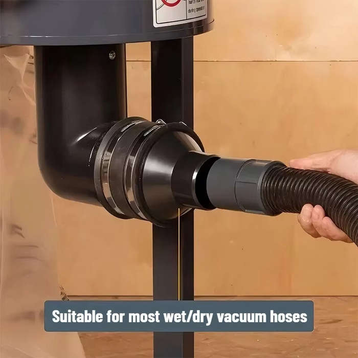 Black - 4" To 2-1/2" Hose Tapered Adapter Dust Collection Reducer Fitting Vacuum Attachment Plastic