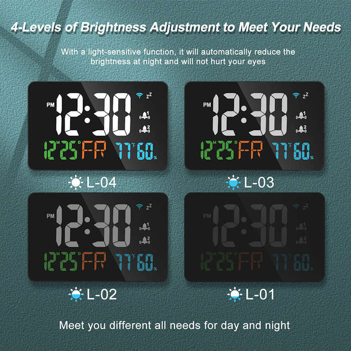 White - LED Graffiti Clock Automatic Time Calibration Wifi Temperature And Humidity Atomic Clock Mir